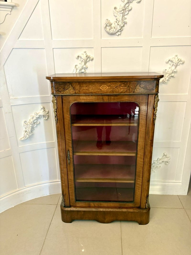 Antique Victorian Quality Inlaid Burr Walnut Pier Cabinet